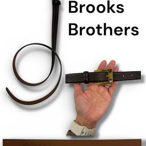 Brooks Brothers Dark Brown Leather Belt with Gold Buckle